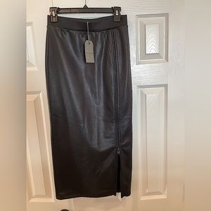 All Saints Black Coated Zipper Skirt
